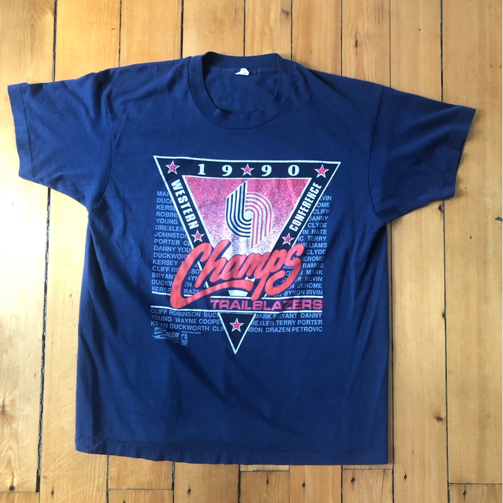 Vintage 1990 Portland Trailblazers Basketball Championship Shirt